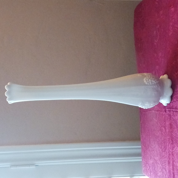 Westmoreland Swung Milk Glass Vase Paneled Grape Design          13 " High - Picture 3 of 5